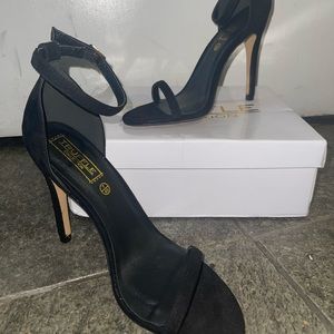 Black suede heels